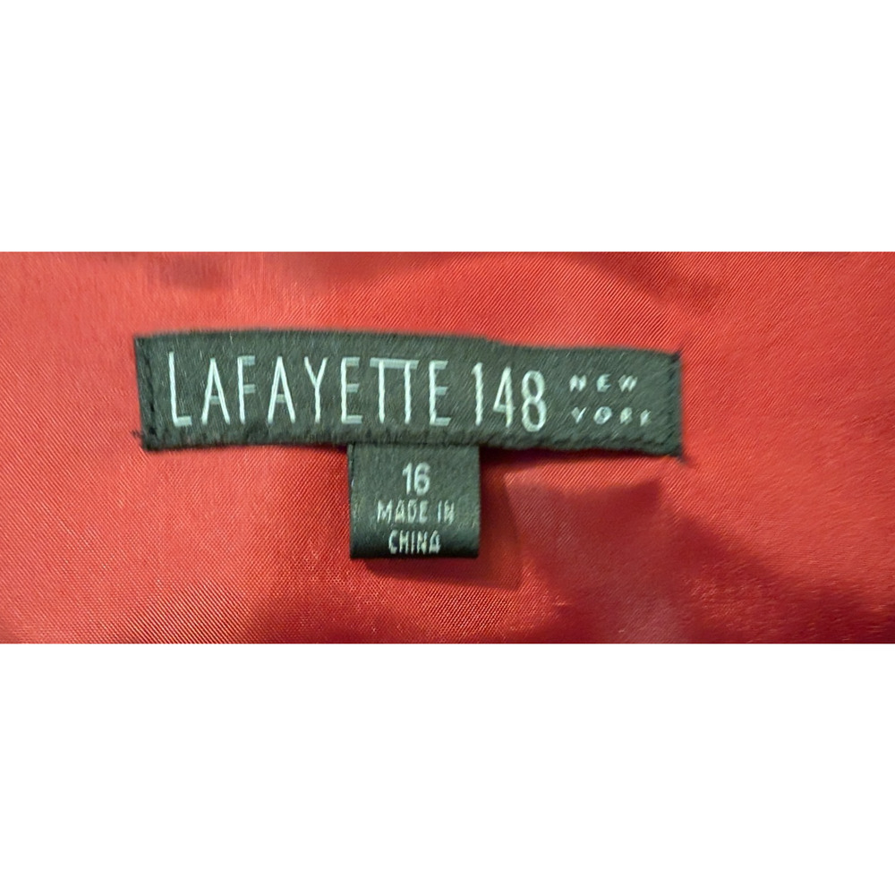 Lafayette 148 New York Lambskin Leather Button Up Shirt Red Size 16 NEW - Picture 6 of 8